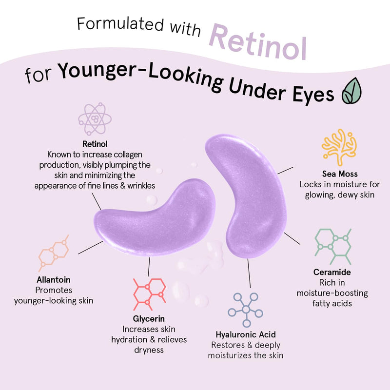 [Australia] - grace & stella Purple Eye Treatment Gels - Dermatologist Tested - Under Eye Masks With Retinol - Restoring Under Eye Patches for Puffy Eyes and Dark Circles - Vegan, Cruelty-Free, 24 Pairs 