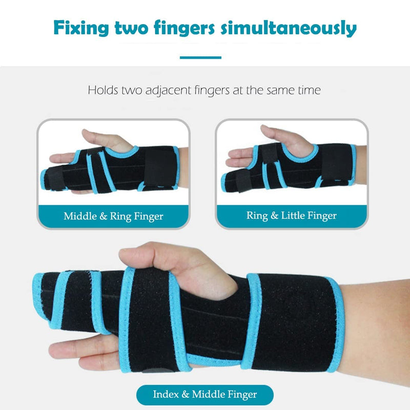2 Finger Splint Brace Hand Wrist Support Universal for Left or Right Hand Two Trigger Finger Splint Adjustable Finger Straightening Immobilizer for Boxer Fractures, Arthritis, Mallet Finger, Sprains, Metacarpal Fractures, Broken Fingers Pain Relief