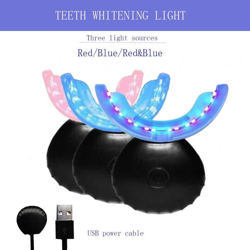 [Australia] - Teeth Whitening Light, 32 LED Red & Blue Light Intelligent Teeth Whitening System, LED Blue Lights Accelerator with USB for Stain Removal at Home (Black)…… Black 