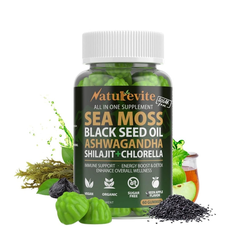 16-in-1 Seamoss Gummies – Sugar-Free, US-Made (30-Day) | 3X Potent, Seamoss, Black Seed Oil, Ashwagandha and more, Supports Immune Health, Energy and Daily Vitality for Men, Women