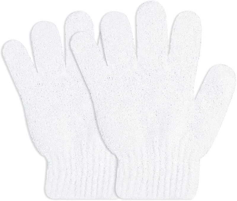 [Australia] - Healifty Exfoliating Gloves Five Finger Gloves Soft Bath Towel (White) Pack of 8 