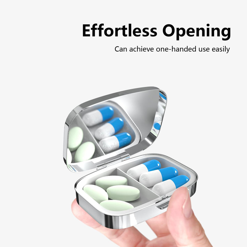 Pill Box-2 Compartment Small Pill Case Portable for Pocket & Purse Single Pill Carrier Pill Container to Hold Vitamins Medication Fish Oil and Supplements BPA-Free(Dragonfly) Dragonfly