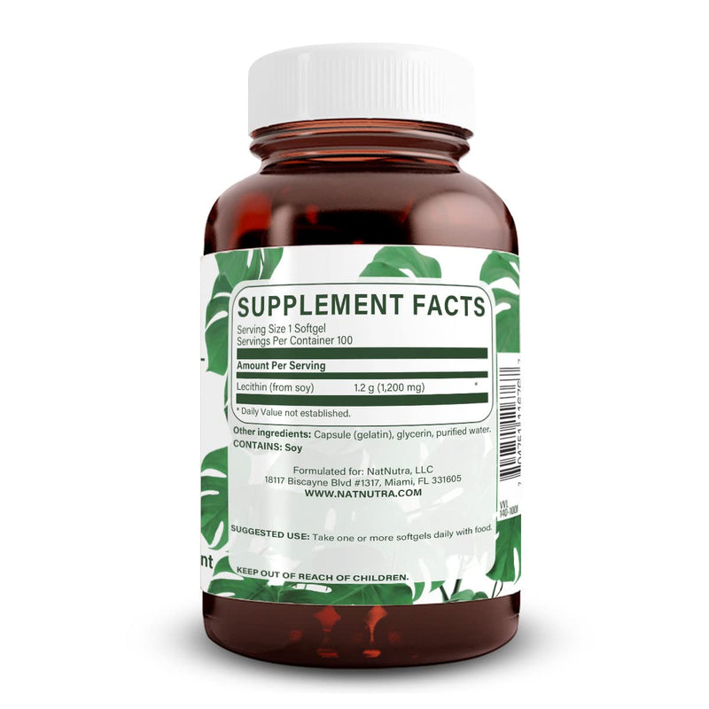 [Australia] - Natural Nutra Soy Lecithin Dietary Supplement, Support Brain Functioning, Liver Performance and Reproductive Health, Boost Brain Functioning, Gluten-Free, Non GMO, 100 Softgels 100 Count (Pack of 1) 