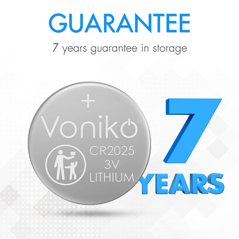 [Australia] - Voniko 3 Volt CR2025 Battery 6 Pack – CR 2025 Button Cell Battery – 2025 Lithium Coin Batteries, 7 Years Shelf Life 6 Count (Pack of 1) 