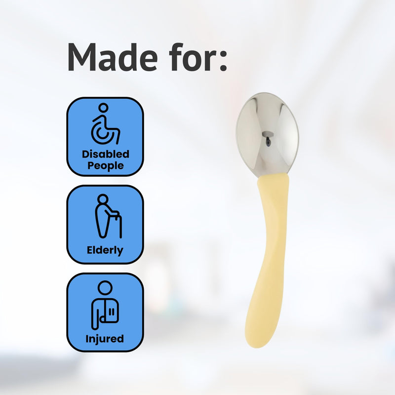 Homecraft Angled Caring Cutlery, Arthritis Aids, For Weak Grip, Easy Grip Eating Utensils for Elderly or Disabled, Right Handed Spoon, Ivory, 1 count