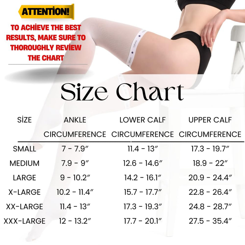 [Australia] - Thigh High Anti Embolism Compression Stockings for Women Men-Socks-Medical Post Surgery Compression Garment-Ted Hose-15-20 mmHg Compression Support Antiembolic Toe Hole Medium 