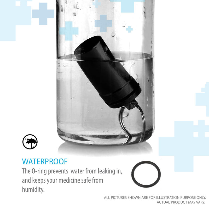 Deke Home - Waterproof Keychain Pill Holder (2 Pack), Small Aluminum Pill Case for Medicine, Vitamins & Travel, Portable Pill Container with Secure Screw Top & Carabiner, 1.9"x0.7", 1.4oz Pack of 2