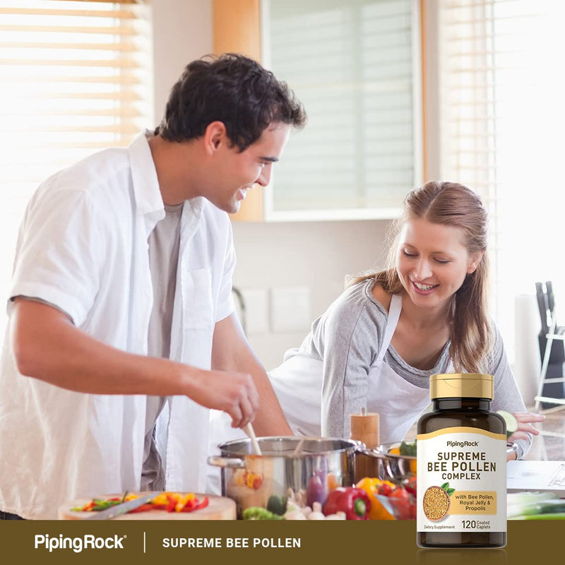 [Australia] - Piping Rock Bee Pollen with Royal Jelly and Propolis | 120 Caplets | Complex Supplement for Women and Men | Non-GMO, Gluten Free 120 Count (Pack of 1) 