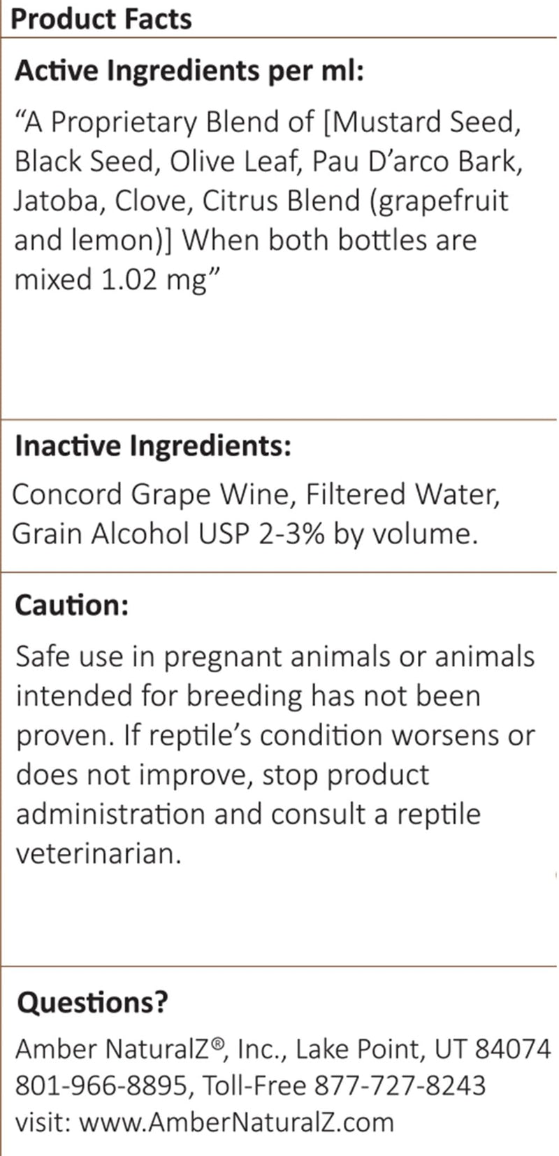 AMBER NATURALZ Reptaid Herbal Supplement for Small Reptiles | Herbal Pet Supplement for Immune Support | for Reptiles Under 250g | 1 Fluid Ounce Glass Bottle | Manufactured in The USA 1 Ounce (Pack of 1) - PawsPlanet Australia