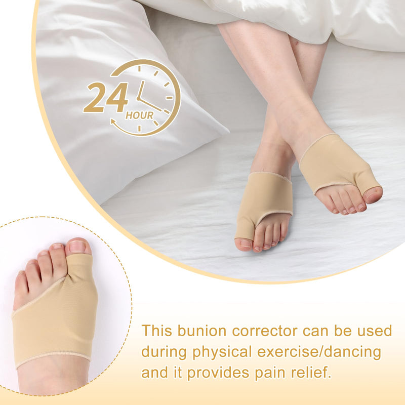 [Australia] - MXTIMWAN 2 Pairs of Hallux Valgus Socks, Beige Hallux Valgus Correction Big Toe & Toe Relief Forefoot Pad Splint, Bunion for Hammer Toe Pain Relief for Men & Women, Size L 