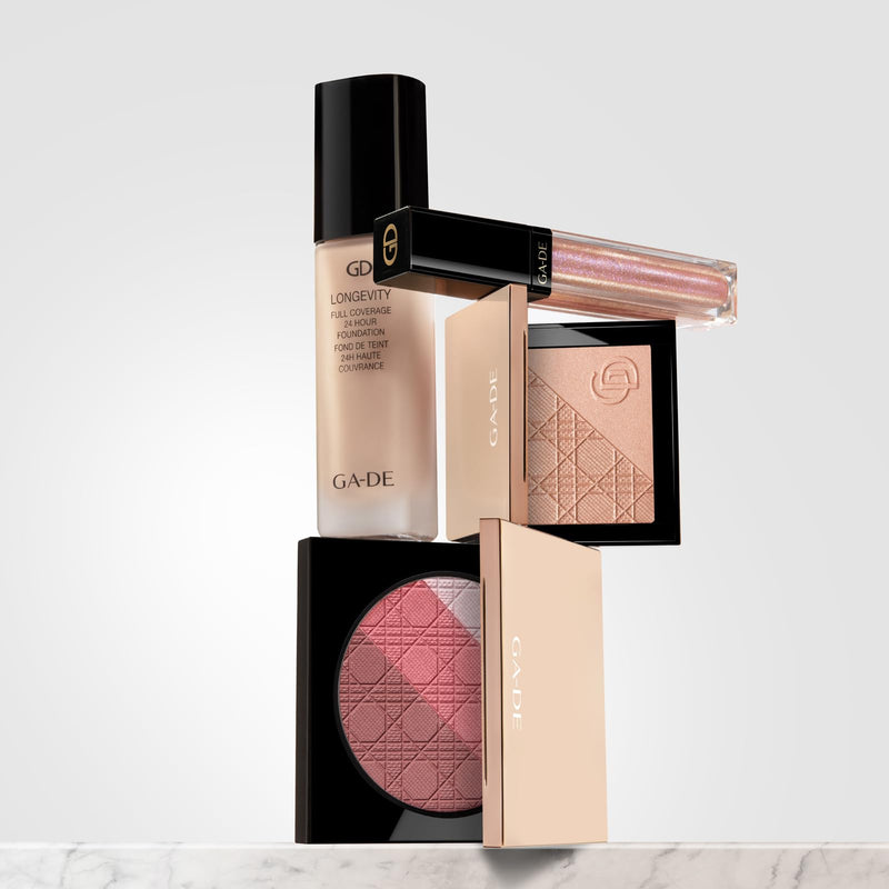 [Australia] - GA-DE Glow FX Natural Face Palette - Blush for Cheeks, Bronzer Powder, and Highlighter Makeup - Enriched with Jojoba Oil - 139 Blooming Chic - 0.42 oz 50 - Porcelain 