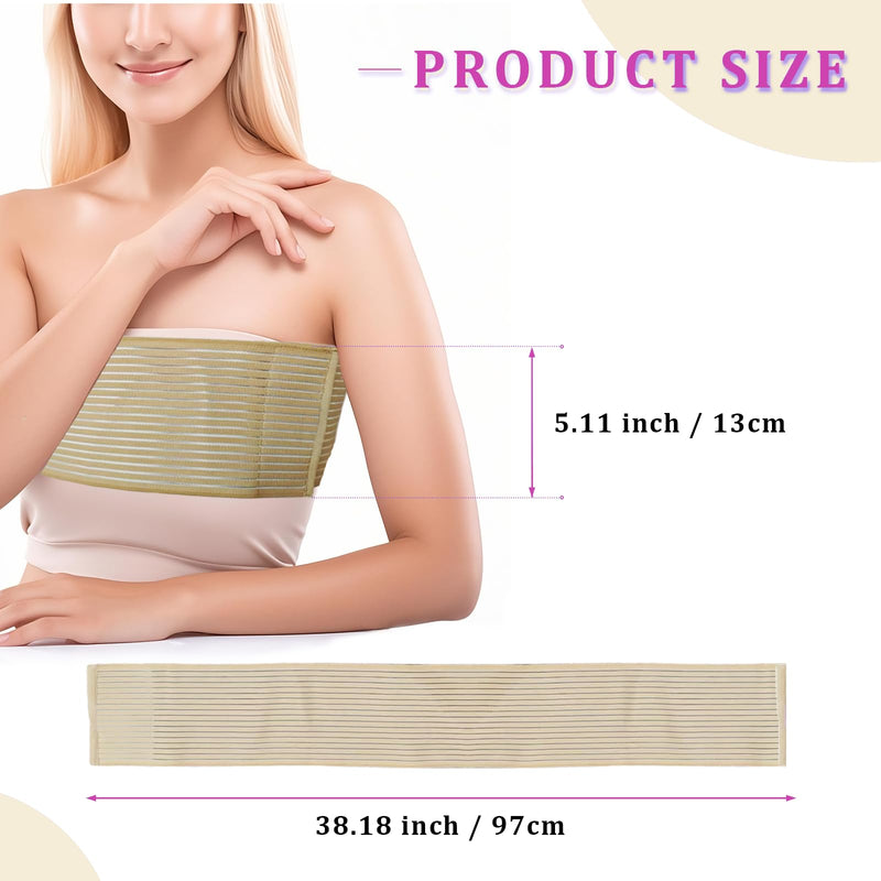 [Australia] - Post Op Breast Augmentation Band | Breast Implant Chest Brace For Women | Compression Wrap Post Surgery Bra Belt | No Bounce Stabilizer Strap | Sport Bra Alternative For Running Working Out (Beige, Large) Beige 