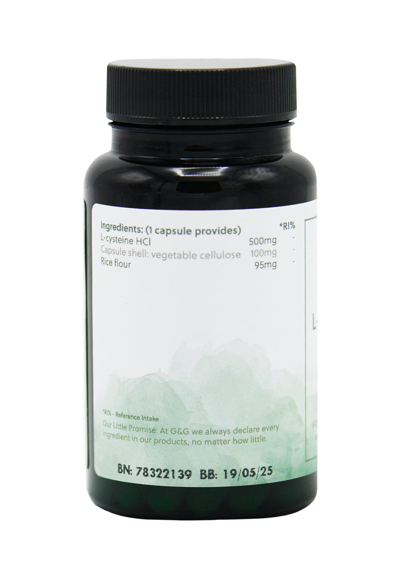 L-Cysteine Capsules | 500mg L-Cysteine per Capsule | Individual Amino Acid | 120 Vegan Capsules | G&G Vitamins