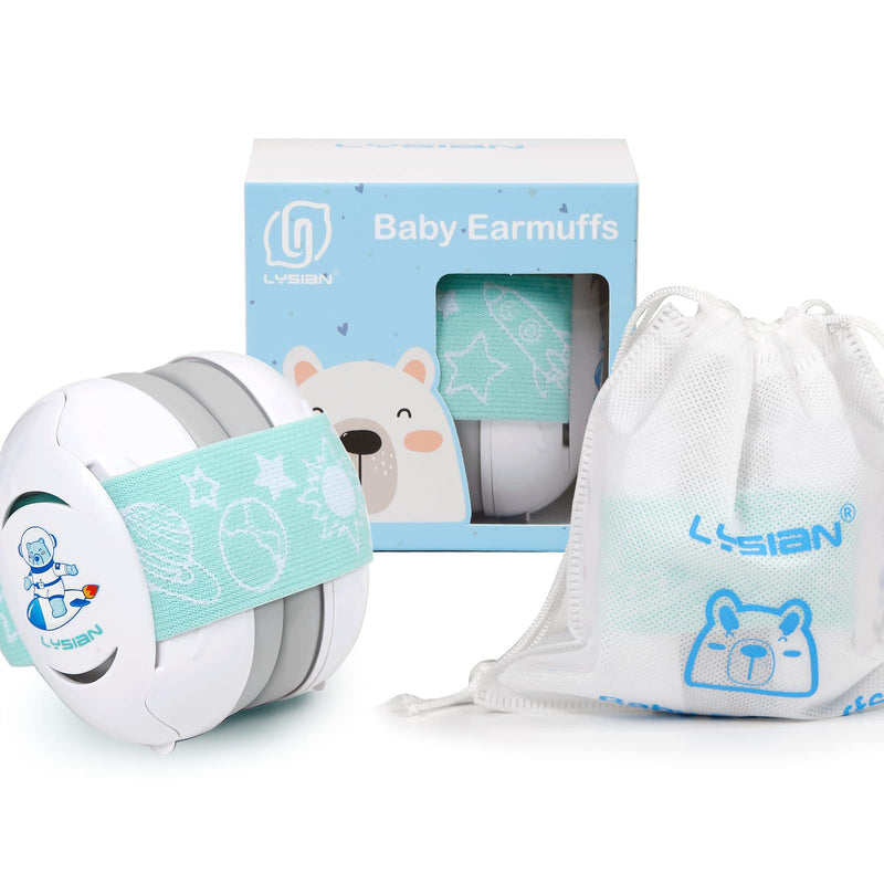 [Australia] - LYSIAN Baby Headphones Hearing Protection Ear Muffs for Infants 0-3 Years with Elastic Headband, Noise Cancelling Baby Earmuffs for Parade Fireworks, Festival, Sleep, Travel, Plane (White) White 