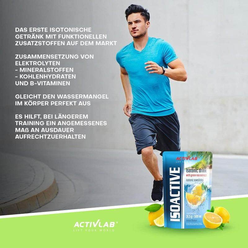 [Australia] - Activlab Isoactive Isotonic Drink | with GREEN TEA | Electrolytes | B vitamins | 20 x 31.5g | Lemon with green tea | 500 ml of a sports drink | practical bag | 3x laboratory tested 20 portions (pack of 20) 