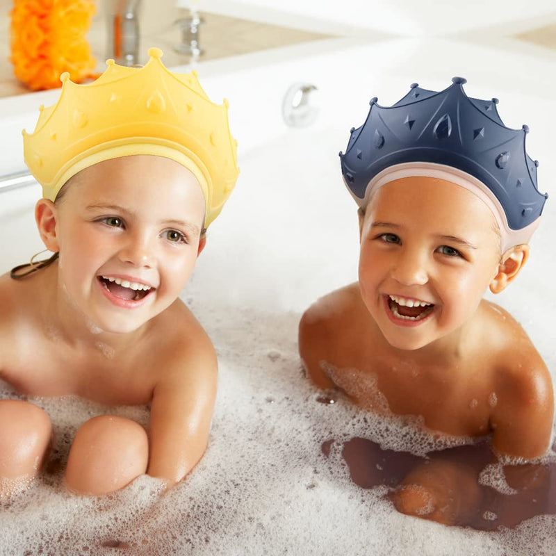 [Australia] - 2 Pieces Soft Baby Shower Cap Soft Adjustable for Washing Hair Shield Safe Visor Cap Bathing Shampoo Shower Protection Bath Hat for Toddler Kids Children 