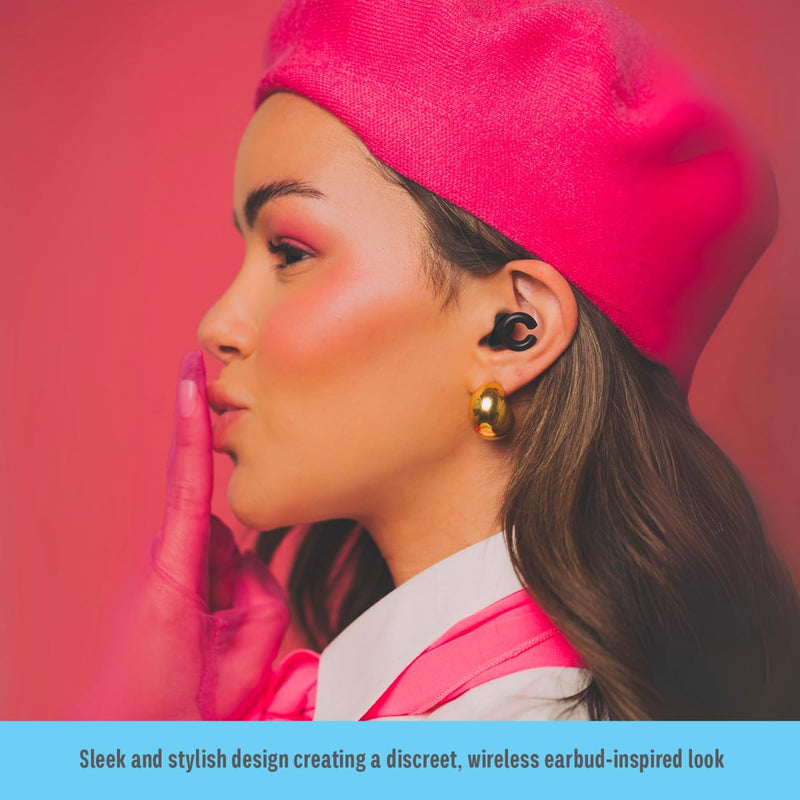[Australia] - Hush Hoops Ear Plugs, Ultra-Soft Reusable Silicone Plugs with Horseshoe Shape for Comfort, Designed for Sleep and Sound Suppression, 17dB (NRR) Noise Reduction Rating, Black, 1 Pair with Travel Case 