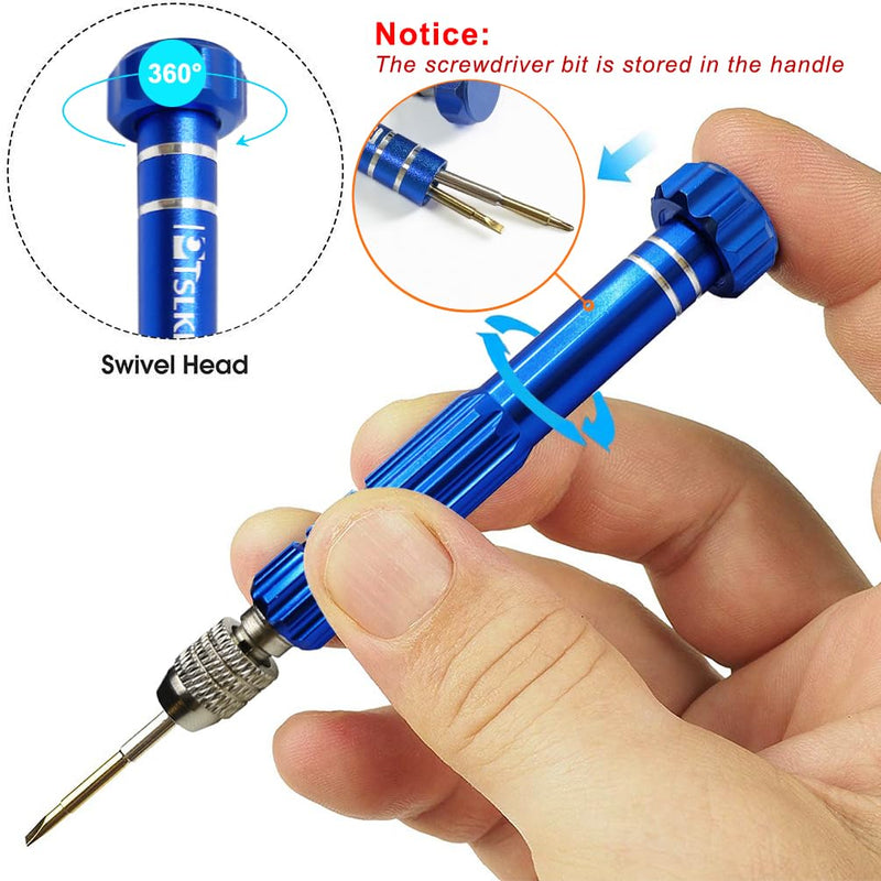 [Australia] - PTSLKHN Eye Glass Repairing Kit, Eyeglass Screwdriver with Screws, Small Precision Screwdriver and 15 Types Eyeglass Screws Blue With Screws 