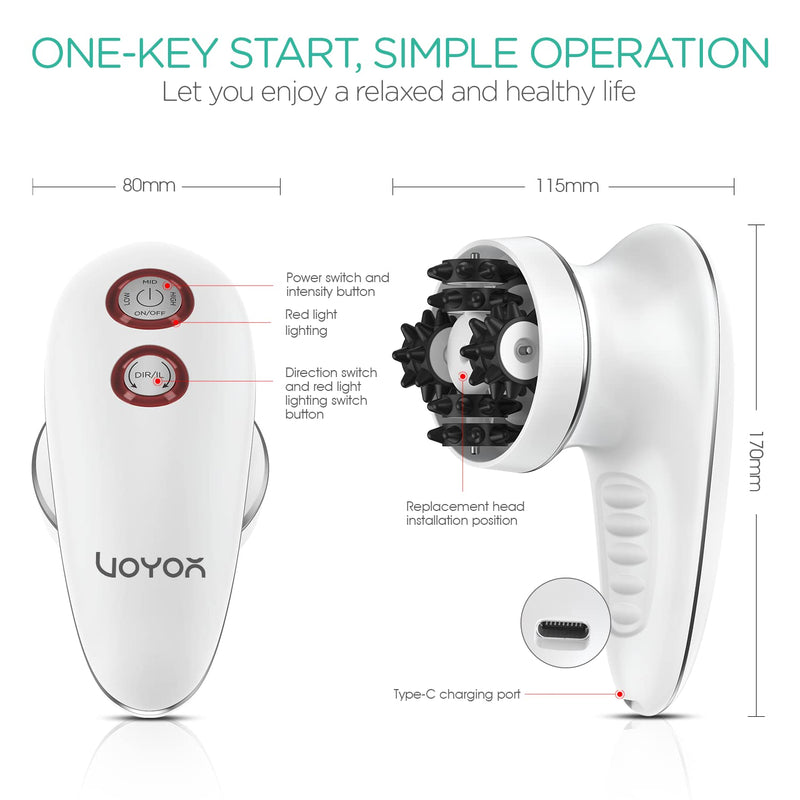 [Australia] - VOYOR Electric Cellulite Massager, Body Sculpting Machine for Arms, Belly, Legs, Waist, Buttocks, 3 Strengths for Body Cleaning and Deep Tissue Cellulite Massage, IPX7 Waterproof & Cordless VRMM1-NEW 