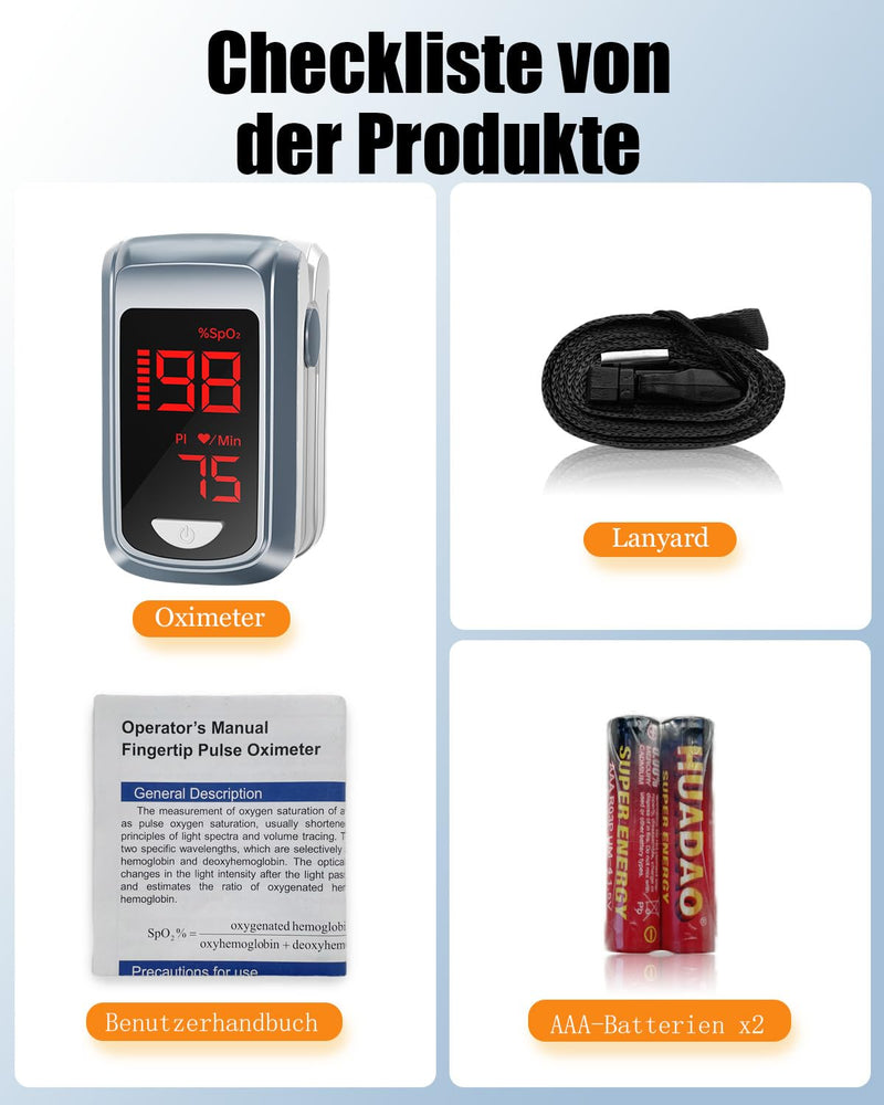 [Australia] - HOLFENRY Pulse Oximeter Oxygen Saturation Meter Finger Pulse Oximeter Finger Oximeter Pulse Monitor for Measuring SpO2, Pulse and Perfusion Index (PI) for Adults at Home or Outdoor Sports Gray 