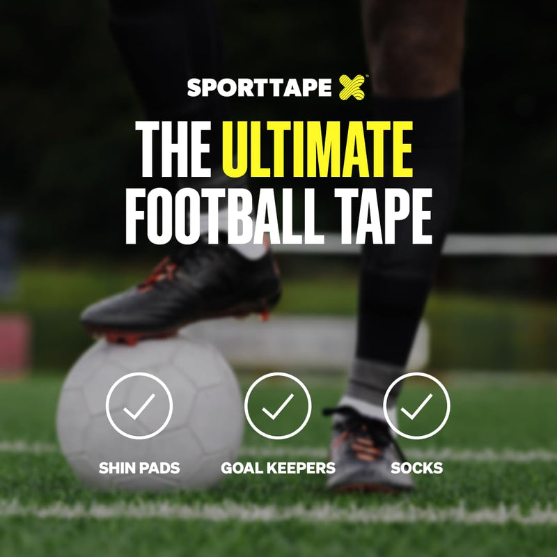 SPORTTAPE 24 Rolls Football Sock Tape, 5cm x 4.5m, Black - Self-Adhesive Cohesive Bandage, Compression Wrap & Sports Stretch Tape for Ankles, Joints, Socks, Vet and Pet Wrap for Dogs and Horses 5x450 cm (Pack of 24)