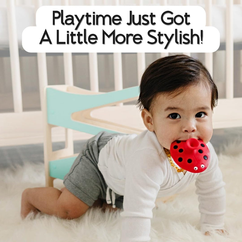 [Australia] - SplashEZ Cradle Cap Brush for Babies | Soothing Newborn Head Massager | Food-Grade Soft Silicone Baby Bath Brush & Scalp Scrubber | Infant Cradle Cap Comb - Organic Shape & Ladybug Design, 2-Pack 