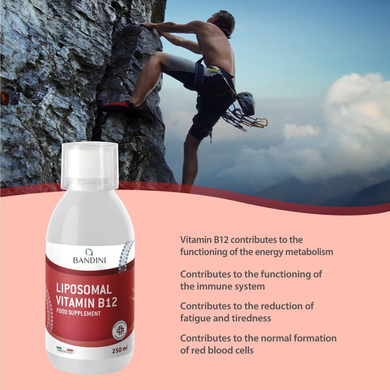 Bandini® Liposomal Vitamin B12 Liquid | 1000 mcg per Serving (5ml) | Pure Methylcobalamin Supplement | High Strength, High Bioavailability & Absorption | Tiredness, Fatigue, Immunity Support | Vegan