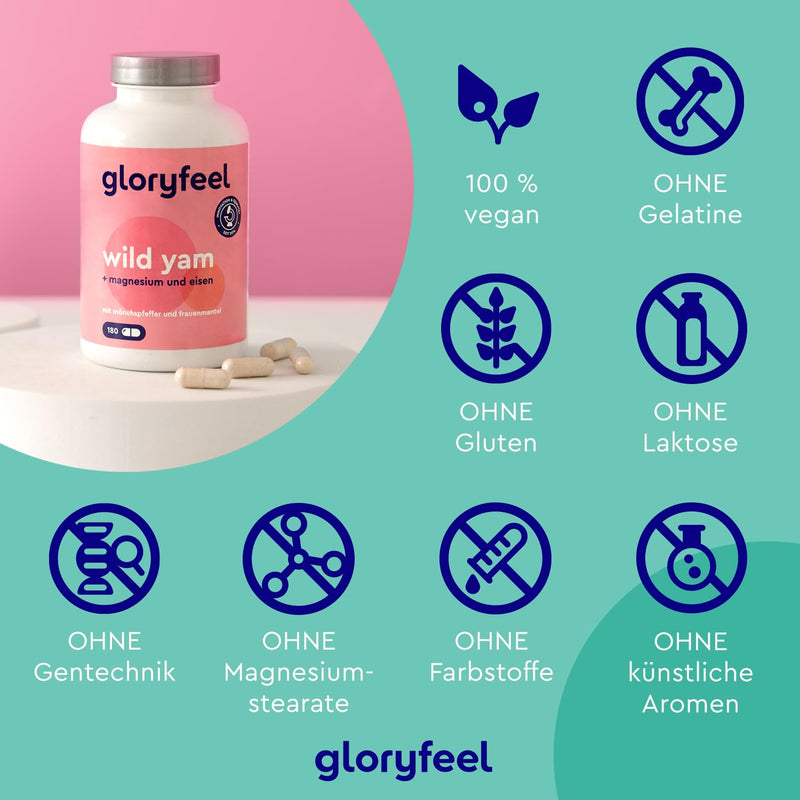 [Australia] - Wild Yam + Chasteberry + Lady's Mantle - 180 Capsules - Plus Magnesium & Iron - High-dose extract from the yam root 