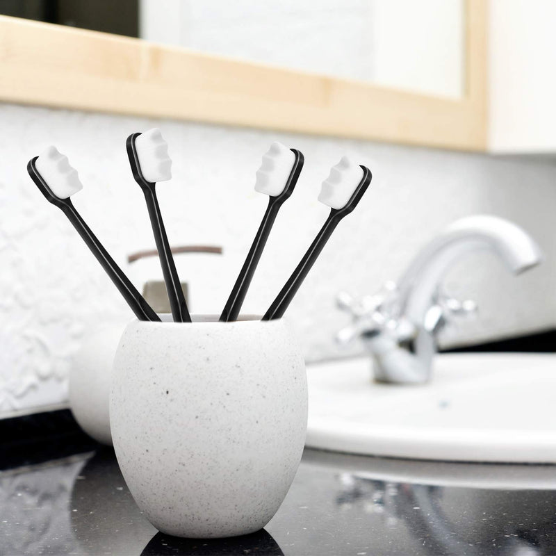 Adult Extra Soft Toothbrush with 20000 Soft Bristles, (Pack of 6) Micro Nano Manual Toothbrushes for Protect Sensitive Gums - Black