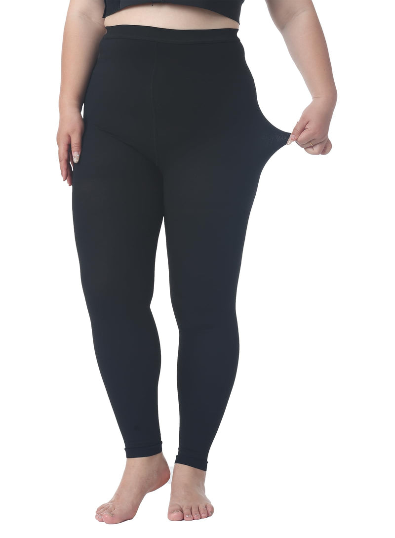 [Australia] - Plus Size 4XL Medical Compression Pantyhose for Women & Men, 20-30 mmHg Graduated Compression Leggings, Opaque Footless Waist High Compression Stockings for Edema, Varicose Veins, Flight, DVT, Black 4X-Large 20-30mmhg Footless Black 