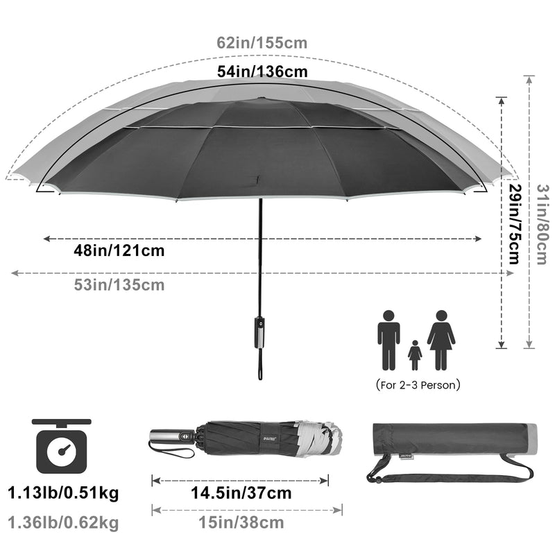 G4Free 62 Inch Windproof Inverted Umbrella + 46inch Inverted Umbrella with Carabiner Handle