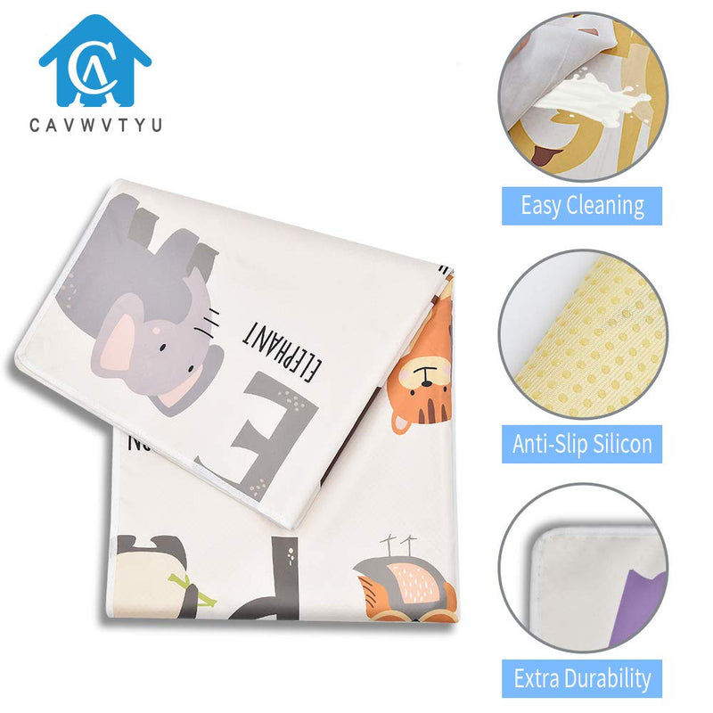 [Australia] - Splat Mat for Under High Chair, 51" SI Anti-Slip Waterproof Multipurpose Splash Mat, Washable High Chair Mat Floor Protection Table Cloth Portable Picnic Play Mat with Early Education Pattern Letters-beige 