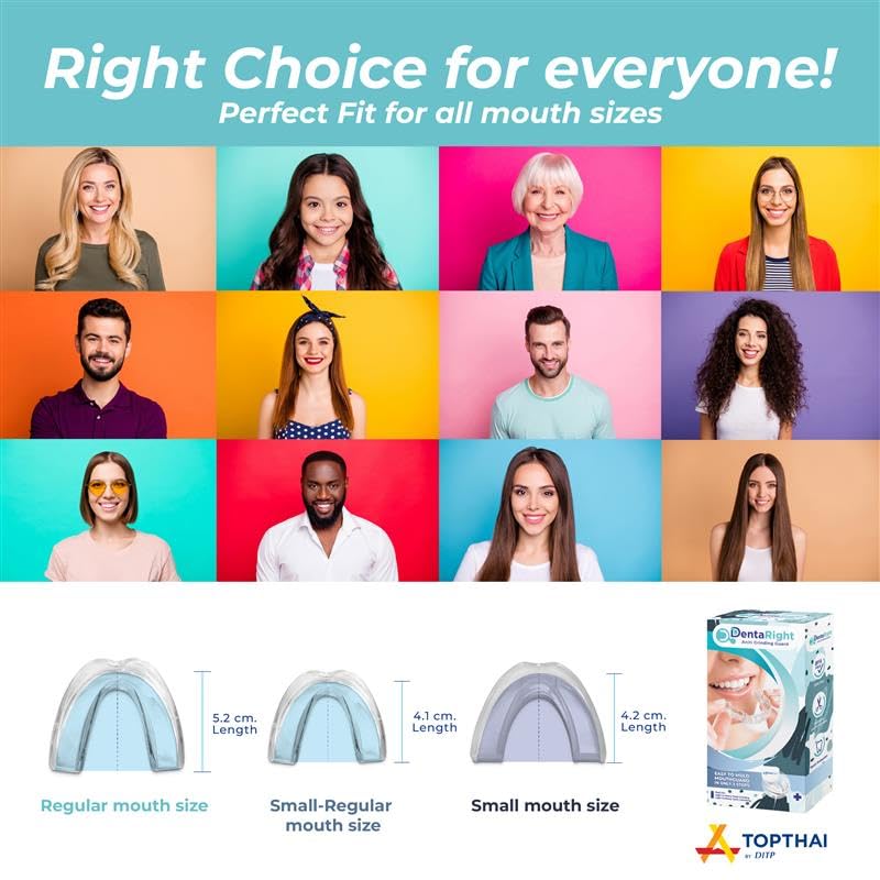 Custom-Fit Moldable Mouth Guard for Teeth Grinding and Clenching, Trimmable and Comfortable Fit - Pack of 6 in 3 Sizes for Kids, Teens, and Adults