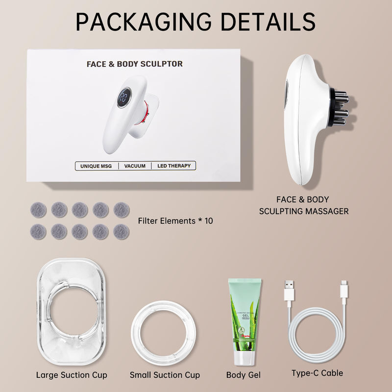 CENXIGO 4 in 1 Body Sculpting Machine-Lymphatic Drainage Massager with 4 Adjustable Functions:Heating,Cupping,Red Light & Massage for Belly, Waist, Arms, Legs and Face