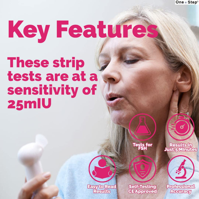 [Australia] - One Step Female Fertility Test Strips, 5 Test Pack, Peri Menopausal, Menopause Testing Kit, Home Urine FSH Test 