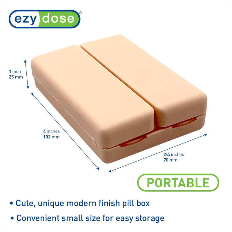 Ezy Dose Bi-Foldable Pill Organizer, Magnetic Snap-Shut Closure, Peach | Compact Daily Vitamin & Supplement Medicine Case, 7 Individual Compartments with Various Sizes, Travel-Friendly, BPA-Free 1-Pack