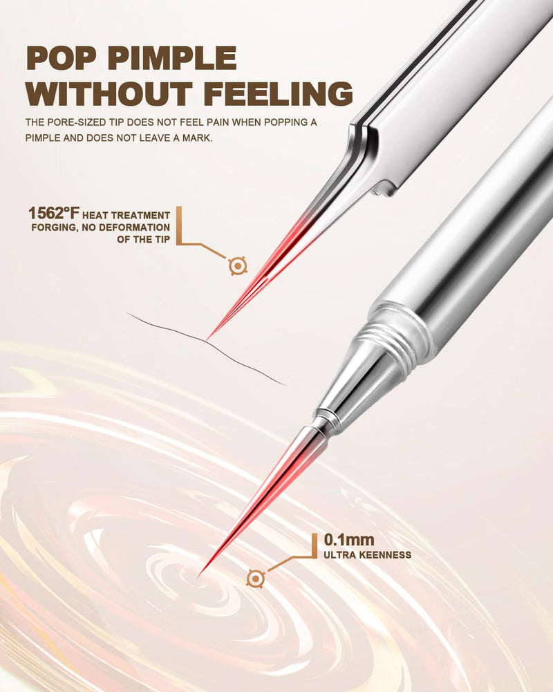 [Australia] - SGNEKOO Professional Facial Milia Removal Tool and Whitehead Extractor,Titanium Alloy Double Ended Needle and Steel Tweezers Kit,Blackhead,Blemish,Zit and Pimple Acne Remover Popper (Titanium Gold) Titanium Gold 
