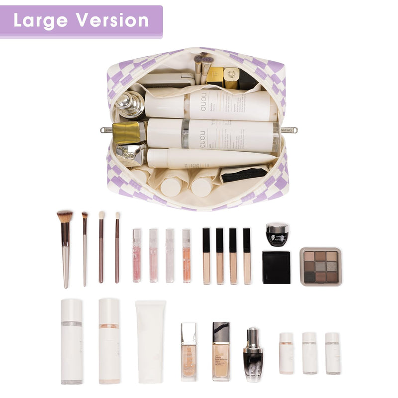 Narwey Checked Hanging Travel Toiletry Bag with Makeup Bag Travel Cosmetic Bag for Women