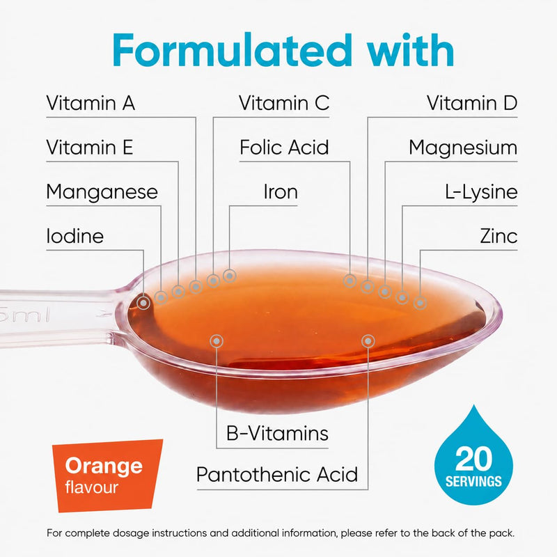 Kids Multivitamin Liquid 200ml – Liquid Vitamins for Kids & Toddlers – 16 Vitamins & Minerals with Iron, Iodine & Vitamin D3 – Ideal for Fussy Eaters – Immune, Bone & Energy Support