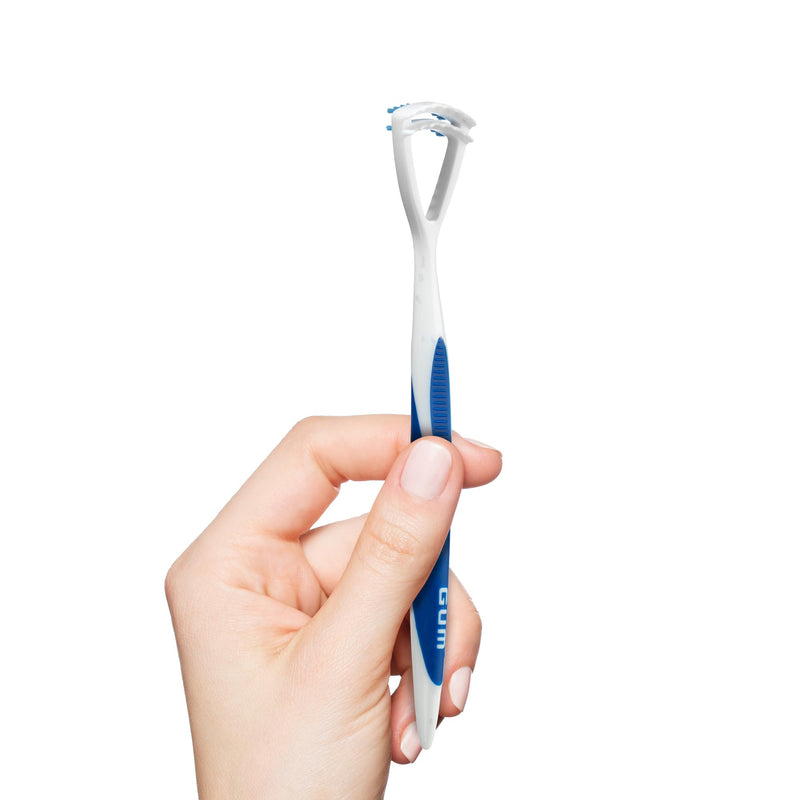 [Australia] - GUM Tongue Cleaner - Dual Action Soft Bristled Tongue Brush with Tongue Scraper for Better Oral Hygiene - Bad Breath Treatment (Pack of 3) 1 Count (Pack of 3) 
