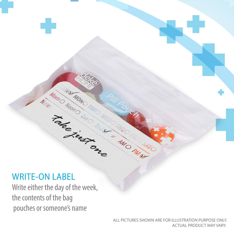 Deke Home - 500 Pack Clear Resealable Pill Bags (4x2.75 in), Travel Medicine Pouches with Write-On Label, BPA-Free Disposable Pill Organizer for Medications, Vitamins & Supplements 500 Count (Pack of 1)