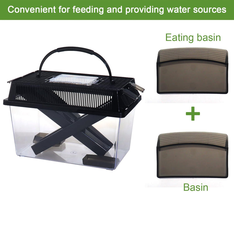 NANEEZOO Cricket Keeper, Equipped with Water & Food Feeding Dish, High Transparency Cricket Pen with Dispenser Tubes, Insect Keeper for Gecko Snake Lizards Reptiles (Large) Large - PawsPlanet Australia