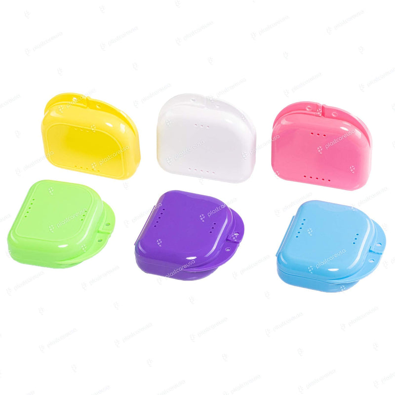 Assorted Retainer Case Box of 12 Individually Sealed, Dental Storage Container for Aligners, Mouth Guards - Yellow, White, Pink, Green, Purple, Blue 12 (1 Box) Assorted