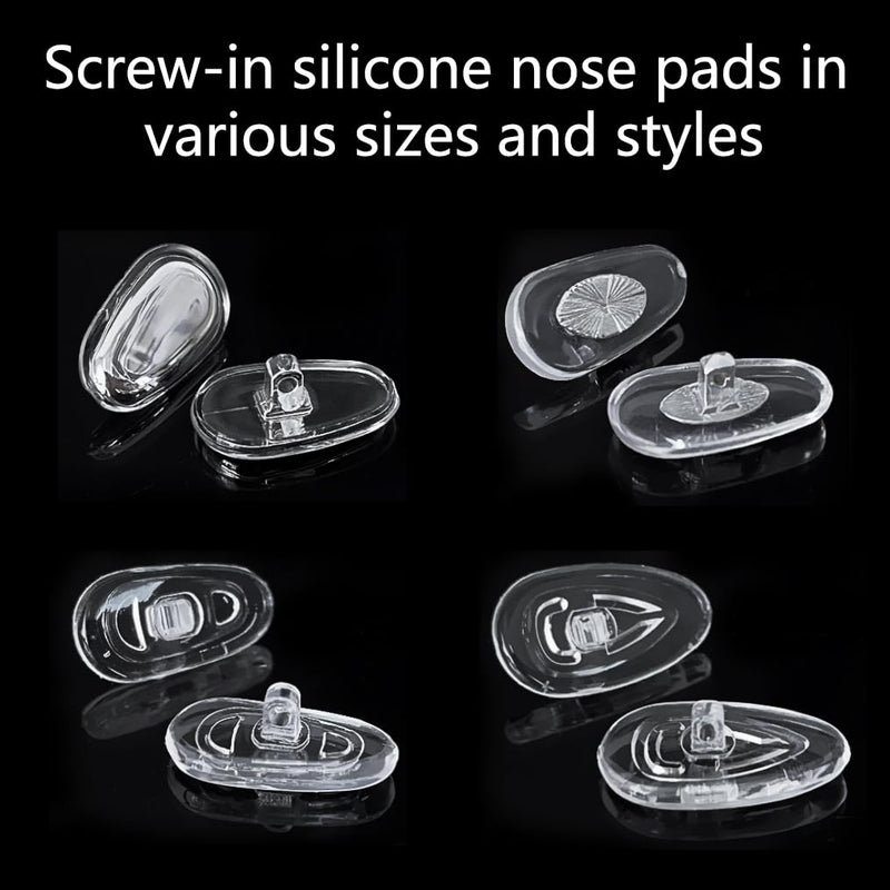 [Australia] - PTSLKHN Screw-in Eyeglass Nose Pads, Glasses Nose Pads Replacement Kit, 12 Pairs of Soft Silicone Nose Pads for Eye Glasses, Sunglasses and Presbyopes 