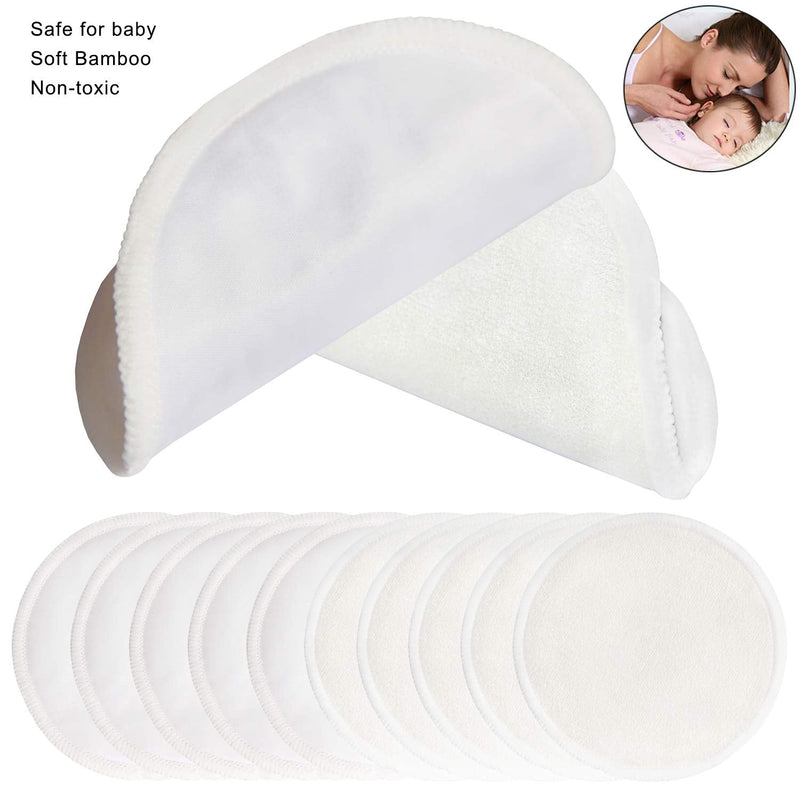 [Australia] - PINOWU Reusable Nursing Pads (10 Pack) for Breastfeeding Moms - 4.7 inch Washable Breastfeeding Nipple Pad for Maternity with Laundry Bag White 