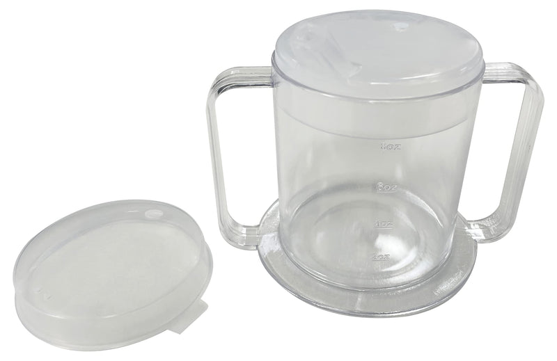 2-Handle Adult Sippy Cup Wide Base Mug with Transparent 2 Style Lids Lightweight Drinking Cup with Easy-to-Grasp Handles for Hot and Cold Beverages Spill-Resistant Prevents Tipping Beakers for Elderly