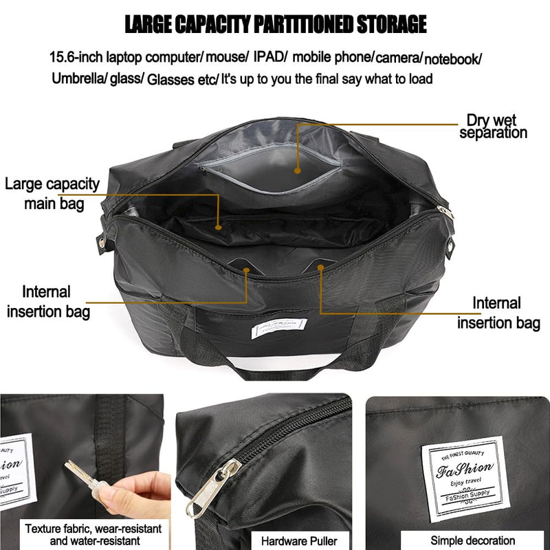 Women-Birthday Gifts Duffle Bag with.Expandable Compartment,Personalized Girls Weekender Bag, Overnight for Women, Travel with Makeup, Friend Bride Gifts (black) Black