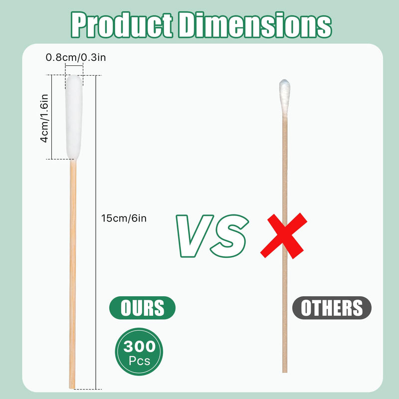 300 PCS Dog Qtips, 6 Inch Cotton Swabs for Dogs and Cats, Pet Cotton Ear Buds for Dog Ear Care, Long Bamboo Cotton Sticks for Dog Ear Cleaning Solution - PawsPlanet Australia