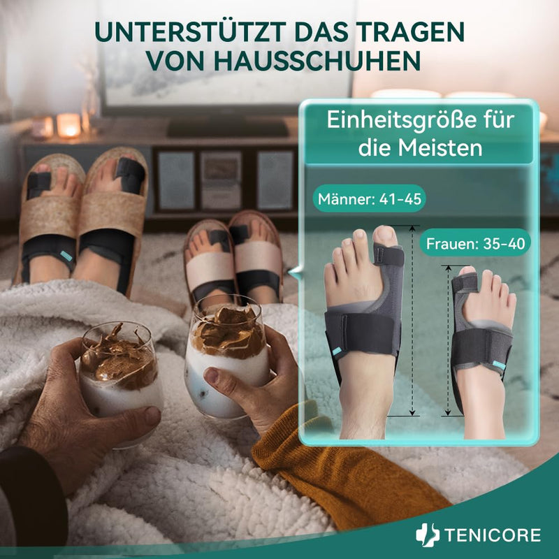 [Australia] - TENICORE Hallux Valgus Correction with 2 Angle Irons Hallux Valgus Splint Non-Slip Strap Bunion Toe Separator Toe Protector 1 Pair 