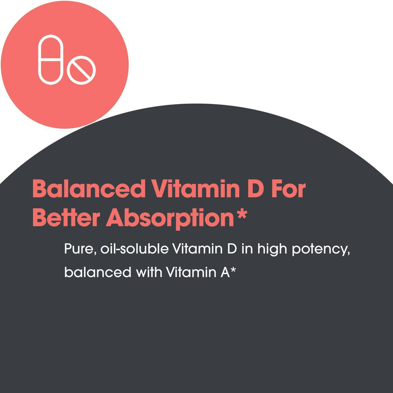 ARG Vitamin D3 Complete 5000 Bone Health, 120 Capsules | Delivers 125 mcg Vitamin D3 with Vitamins A and K2 for Bone Strength, Immune Balance and Healthy Mindset
